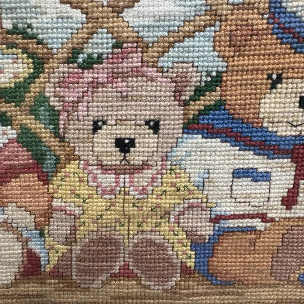 Cross Stitch Bears Nursery Family Love Sunbonnet Swing Country‎ Embroidery VTG